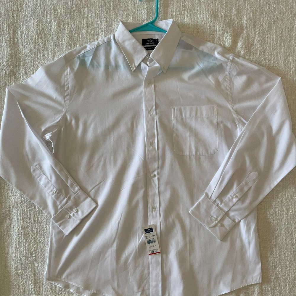 Men's Dockers Long Sleeve Button Down Dress Shirt White - Large